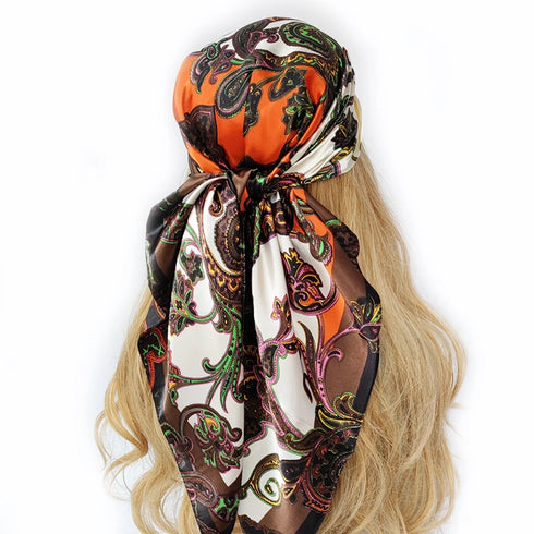 90*90cm Silk Scarf Headwraps For Women Fashion Accessory